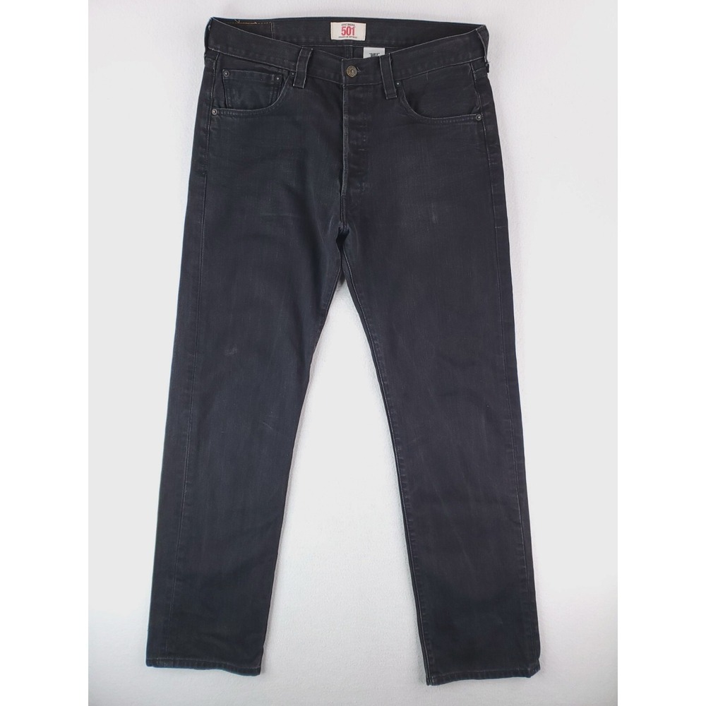 Levis 501 Jeans Mens 34x34 Black Original Straight Button Fly Red Tab Work Pants
